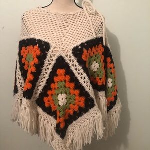 Vintage Handmade Crochet Poncho